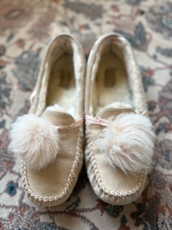 UGG Shoes - UGG Women's Pom-Pom Moccasin Slippers - Light Beige
